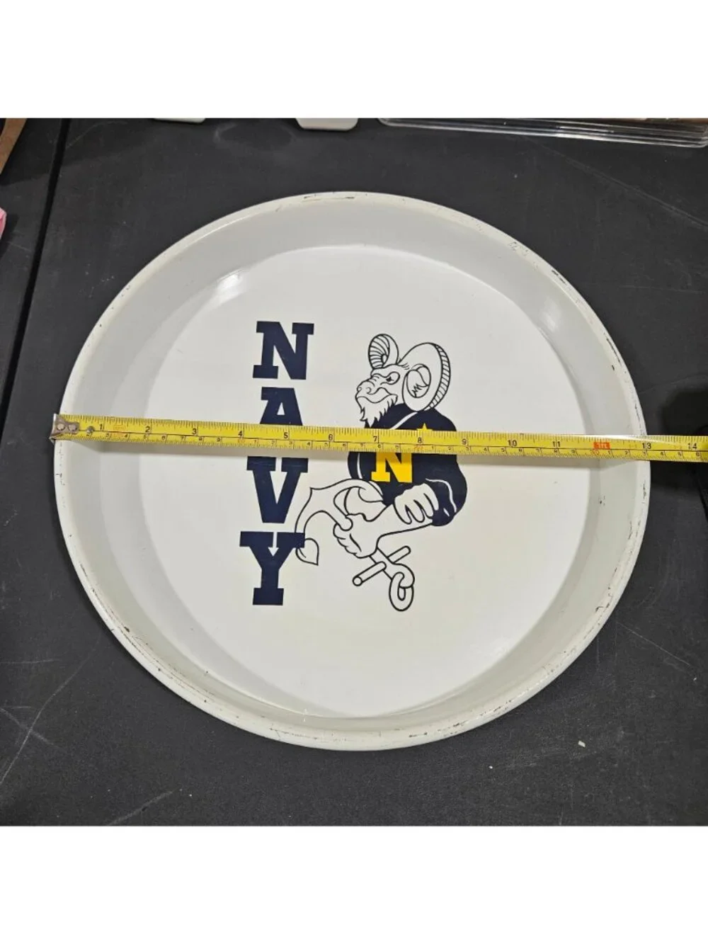 Vintage US Navy Goat Mascot Metal Tray 13